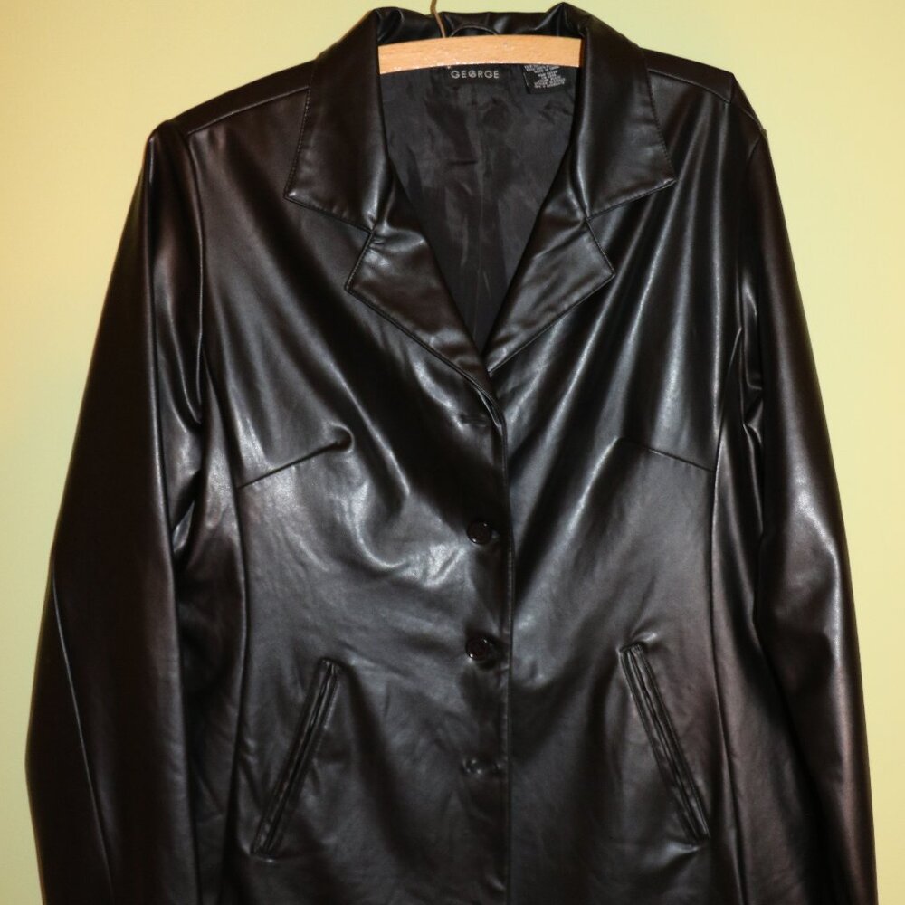 WINTER CLEAN OUT! - Faux Black Leather Women's Blazer Jacket by George - M